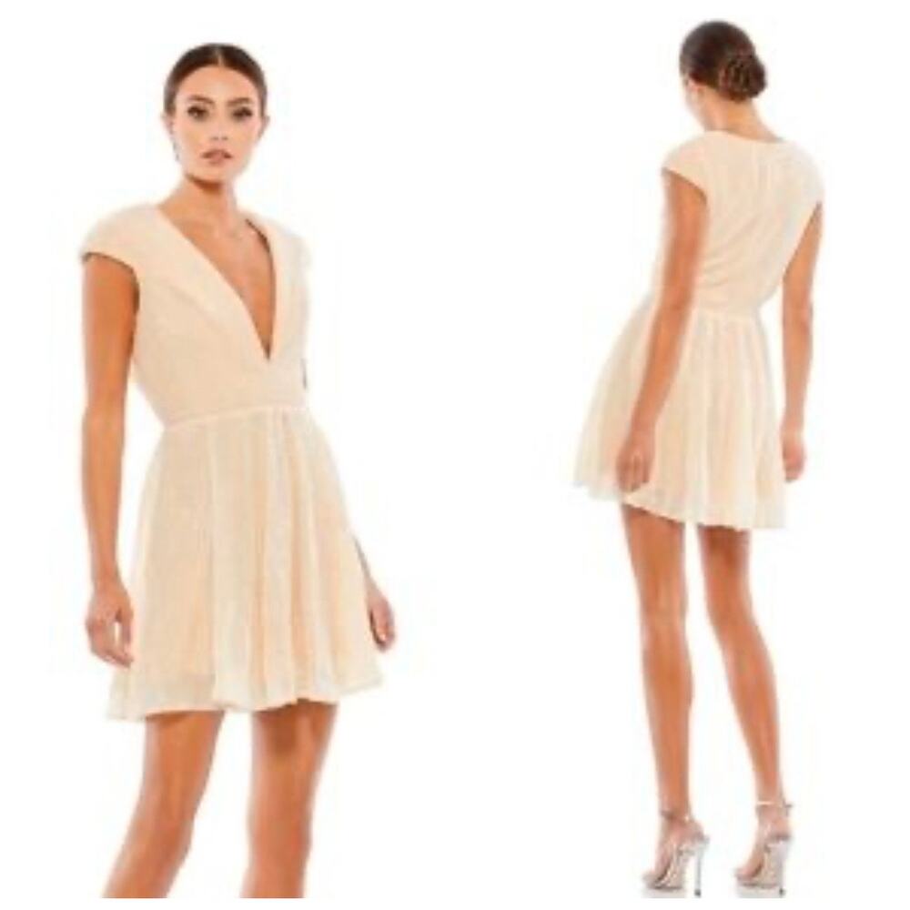 Mac Duggal Cream/pink Sparkling Mini Dress